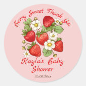 Berry zoete aardbei baby shower gunst ronde sticker (Voorkant)