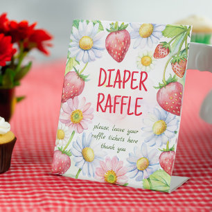 Berry zoete aardbei baby shower luier loterij reclamebord met voetstuk