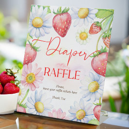 Berry zoete aardbei baby shower luier loterij reclamebord met voetstuk