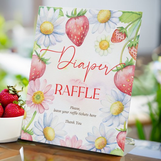 Berry zoete aardbei baby shower luier loterij reclamebord met voetstuk