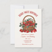 Berry Zoete Aardbei Basket Party Uitnodiging (Voorkant)