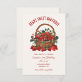 Berry Zoete Aardbei Basket Party Uitnodiging (Voorkant / Achterkant)