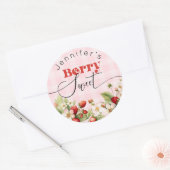 Berry zoete Aardbei verjaardag Ronde Sticker (Envelop)