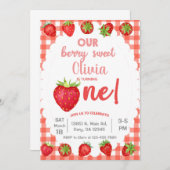 Berry zoete aardbei verjaardagsuitnodiging. kaart (Voorkant / Achterkant)