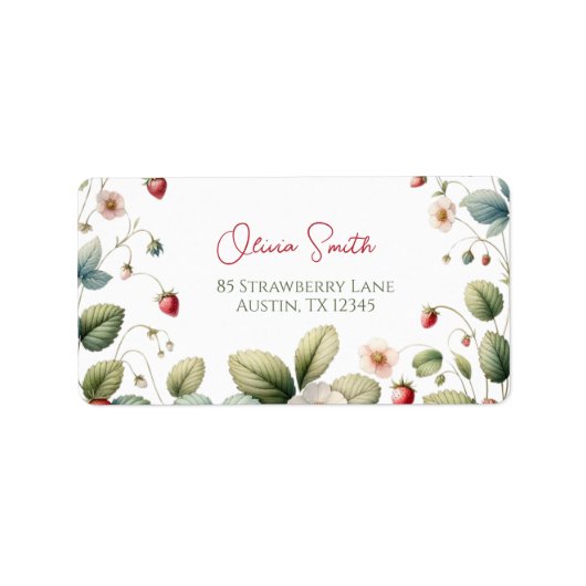 Berry zoete aardbeien Adres Etiket (Voorkant)