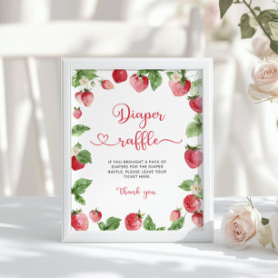 Berry zoete baby shower. Strawberry diaper raffle Poster