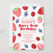 Berry zoete boho aardbei 1e verjaardag kaart (Voorkant)
