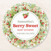 Berry Zoete Boho Arch Roze Wilde Aardbei Ronde Kartonnen Onderzetter (Voorkant)