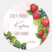 Berry zoete bosbes aardbei baby shower gunst ronde sticker (Voorkant)