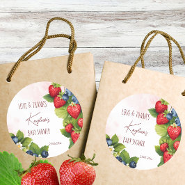 Berry zoete bosbes aardbei baby shower gunst ronde sticker