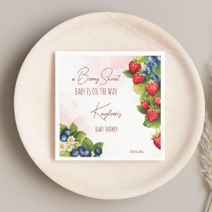 Berry zoete bosbes aardbei baby shower print servet