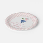 Berry Zoete bosbes verjaardag Pink Bow Coquette Papieren Bordje (Gekanteld)