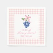 Berry Zoete bosbes verjaardag Pink Bow Coquette Servet (Voorkant)