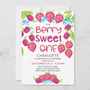 Berry Zoete Eén Gemengde Bessen Meisjes 1e Verjaar Kaart