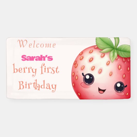 Berry zoete eerste verjaardag spandoek (Horizontaal)