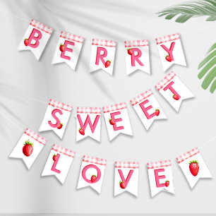 Berry Zoete Liefde Aardbei Gingham Roze Rood Bach Vlaggetjes