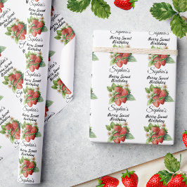 Berry Zoete verjaardag Aangepaste Aardbei Cadeaupapier