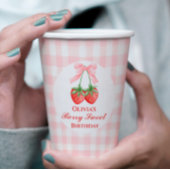 Berry Zoete verjaardag Pink Bow Gingham Papieren Bekers