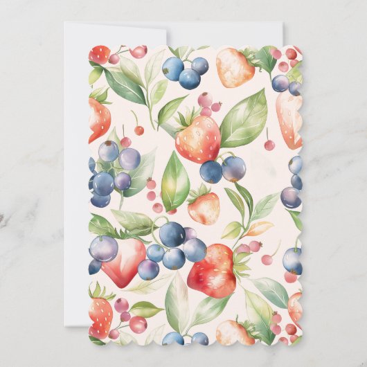 Berry Zoete Zomer Wilde Bessen & Bloemen Bruids Kaart (Achterkant)