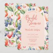 Berry Zoete Zomer Wilde Bessen & Bloemen Bruids Kaart (Voorkant / Achterkant)