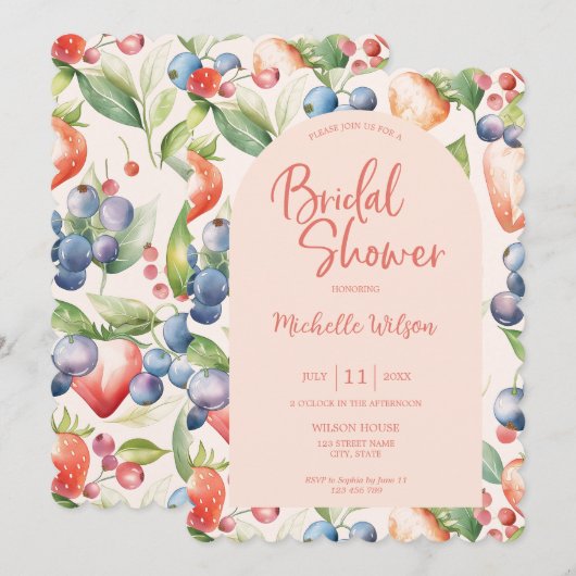 Berry Zoete Zomer Wilde Bessen & Bloemen Bruids Kaart (Voorkant / Achterkant)