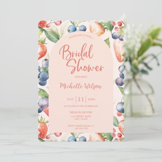 Berry Zoete Zomer Wilde Bessen & Bloemen Bruids Kaart (Staand voorkant)