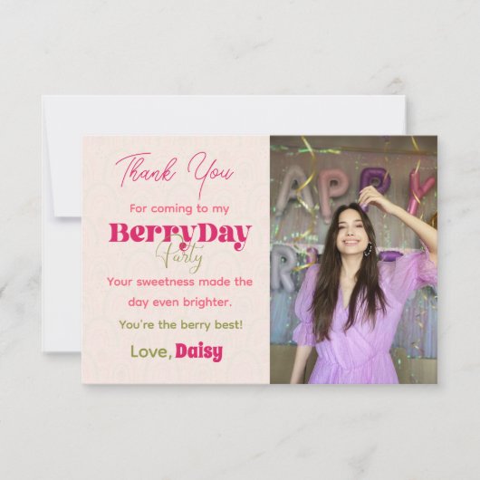 BerryDay Party - Verjaardag Flat Dank u kaart (Voorkant)