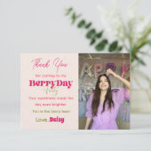 BerryDay Party - Verjaardag Flat Dank u kaart (Staand voorkant)