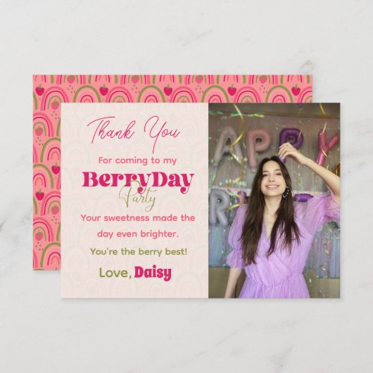 BerryDay Party - Verjaardag Flat Dank u kaart (Voorkant / Achterkant)