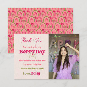 BerryDay Party - Verjaardag Flat Dank u kaart