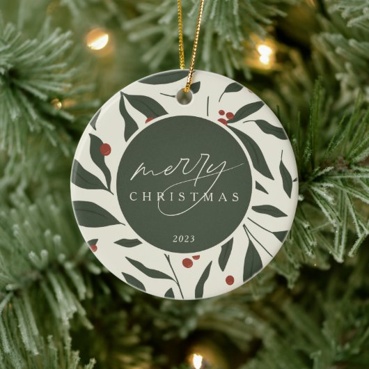 Berryful Botanical Christmas Keramisch Ornament (Boom)