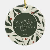 Berryful Botanical Christmas Keramisch Ornament (Voorkant)