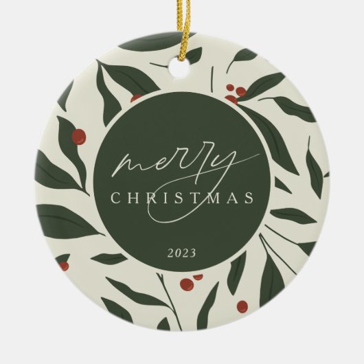 Berryful Botanical Christmas Keramisch Ornament (Voorkant)