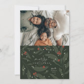 Berryful Botanical Christmas Photo Flat Kaart (Voorkant)