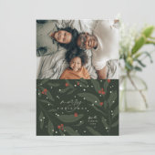 Berryful Botanical Christmas Photo Flat Kaart (Staand voorkant)