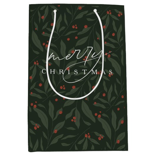 Berryful Botanical Merry Christmas Medium Cadeauzakje (Voorkant)