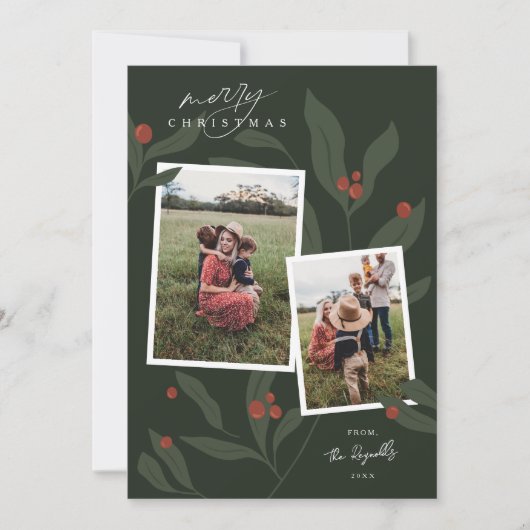 Berryful Botanische Multi Foto Kerstmis Kaart (Voorkant)