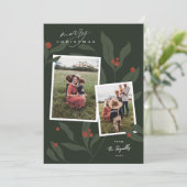 Berryful Botanische Multi Foto Kerstmis Kaart (Staand voorkant)