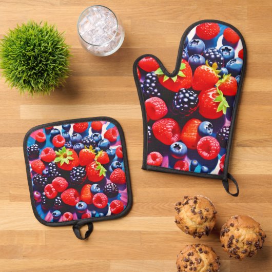 Berrylicious Burst Delight Ovenwant & Pannenlap Set (Top down)