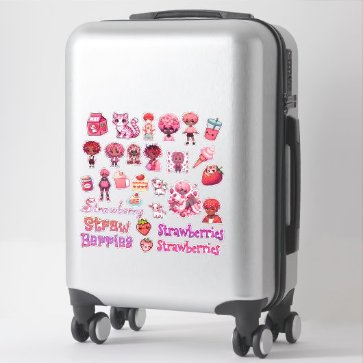 Berrylicious Delights: 30-delige aardbei thema Sticker (Koffer)