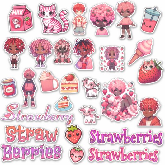 Berrylicious Delights: 30-delige aardbei thema Sticker (Voorkant)