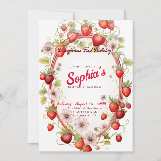 Berrylicious eerste verjaardag! 1e Jubileum Partij Kaart (Voorkant)