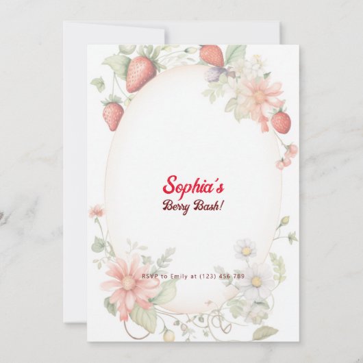 Berrylicious eerste verjaardag! 1e Jubileum Partij Kaart (Achterkant)