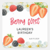Berry's Eerste Verjaardag Vierkante Sticker (Voorkant)