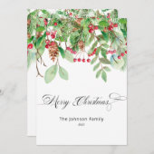 Berry's en Greenery kerstfeestdagen Kaart (Voorkant / Achterkant)