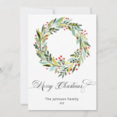 Berry's en Greenery Wreath kerstfeestay Kaart (Voorkant)