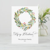 Berry's en Greenery Wreath kerstfeestay Kaart (Staand voorkant)