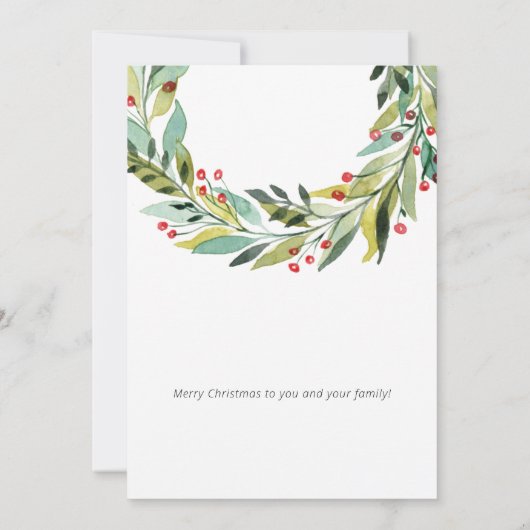 Berry's en Greenery Wreath kerstfeestay Kaart (Achterkant)