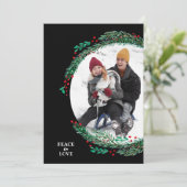 Berry's en Pine Wreate kerstfoto Feestdagenkaart (Staand voorkant)