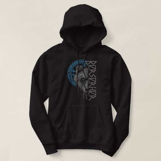 Berserk Beer Warrior Odin runt Norse Compass Viki Hoodie (Design voorkant)